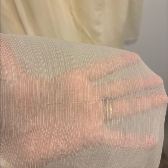 Oak + Fort Sheer Pleated BOHO Midi Dress in Ivory – Long Sleeve (Size M) - Picture 6 of 7